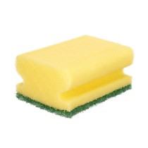 Lot de tampons à récurer 11880016 11880016 Jaune Vert Polyuréthane Fibre abrasive 18 x 13 x 4,5 cm 4 Pièces (11 Unités)
