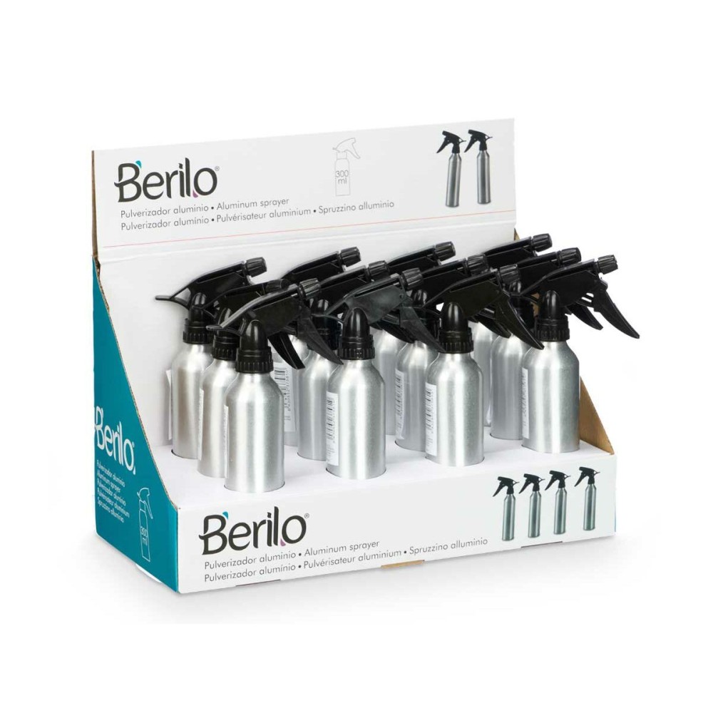 Auffüllbare Sprühflasche Berilo 37581 37581 Schwarz Silberfarben Aluminium Polypropylen 300 ml (12 Stück)