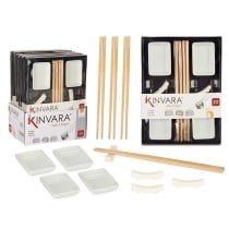 Set de sushi Kinvara 1249SJ4111 1249SJ4111 Blanc Bambou Porcelaine 27,5 x 2,5 x 20,5 cm 19,5 x 2,5 x 26,5 cm (12 Pièces) (6 Unit
