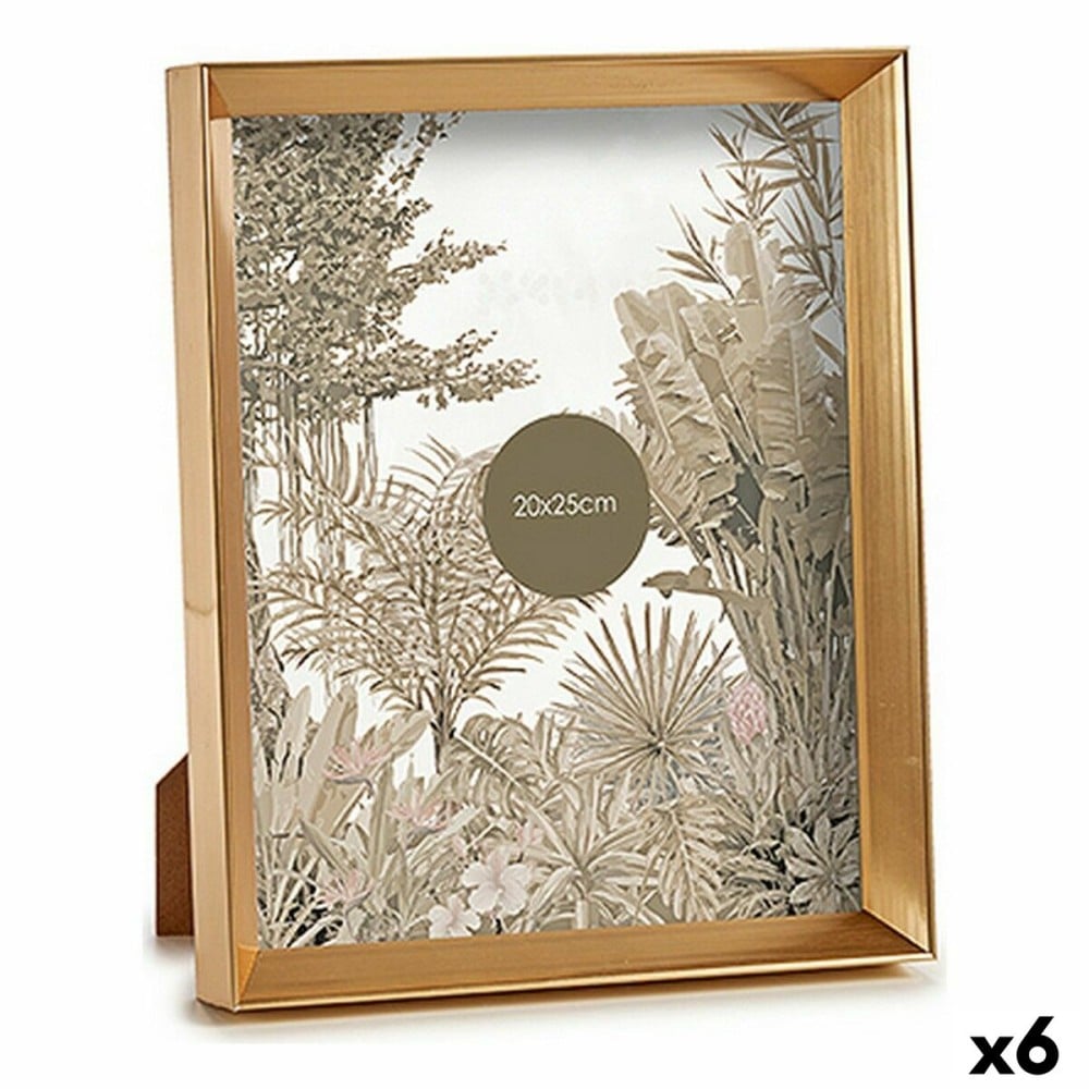 Photo frame Gift Decor WPC0235MG-4 WPC0235MG-4 Golden Glass Plastic (6 Units)