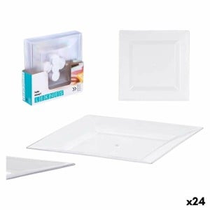 Plate set Leknes CK80668-1-T CK80668-1-T Transparent polystyrene Plastic 27,3 x 2,3 x 27,3 cm (24 Units)