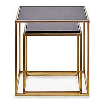 Set of 2 tables Gift Decor JY19350 JY19350 Black Golden Metal Crystal 50 x 50 x 50 cm