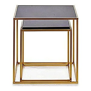 Set of 2 tables Gift Decor JY19350 JY19350 Black Golden Metal Crystal 50 x 50 x 50 cm