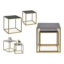 Set of 2 tables Gift Decor JY19350 JY19350 Black Golden Metal Crystal 50 x 50 x 50 cm