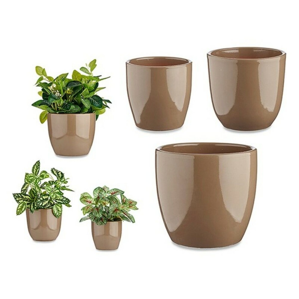 Blumentopfset Ibergarden CAZORLA-7006 CAZORLA-7006 Braun Taupe Lehm 22,5 x 19 x 22,5 cm