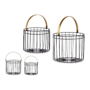 Korb-Set Gift Decor JY19149GB JY19149GB Schwarz Gold Metall Zylindrisch
