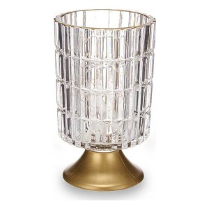 LED-Laterne Gift Decor L1118BMMS-T L1118BMMS-T Durchsichtig Gold Metall Glas 10,7 x 18 x 10,7 cm