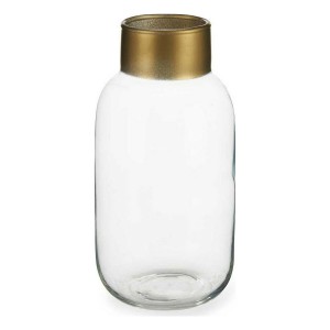 Vase Gift Decor V1224IP-T V1224IP-T Durchsichtig Gold Glas weich 11,5 x 24 x 11,5 cm