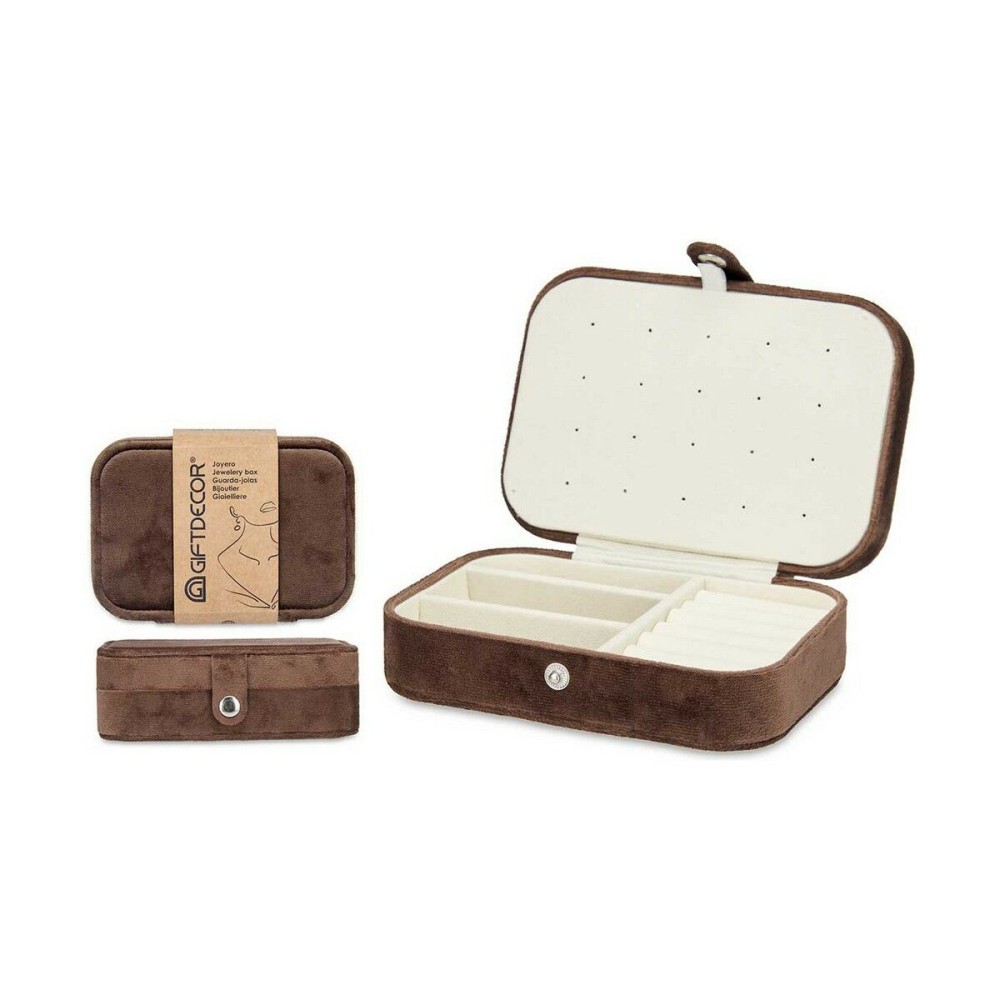 Jewelry box Gift Decor SM20211241 - BROWN SM20211241 - BROWN Brown Velvet 16,2 x 6 x 11,5 cm (12 Units)