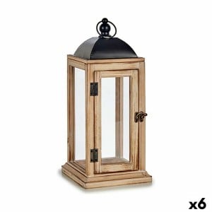 Lantern Gift Decor 19B0806S-A2 19B0806S-A2 Black Natural Wood Metal Crystal 18 x 43 x 18 cm 18,5 x 43 x 18,5 cm (6 Units)
