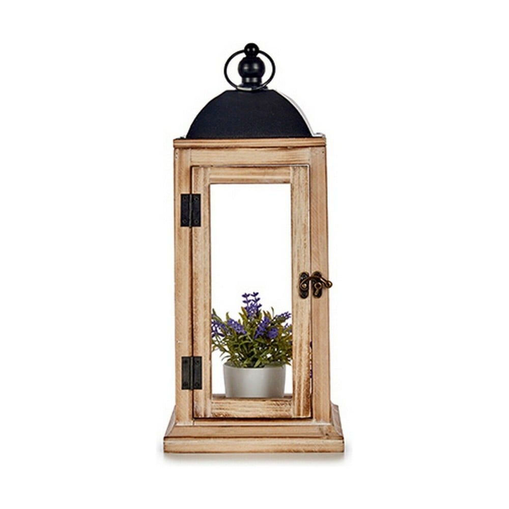 Lantern Gift Decor 19B0806S-A2 19B0806S-A2 Black Natural Wood Metal Crystal 18 x 43 x 18 cm 18,5 x 43 x 18,5 cm (6 Units)