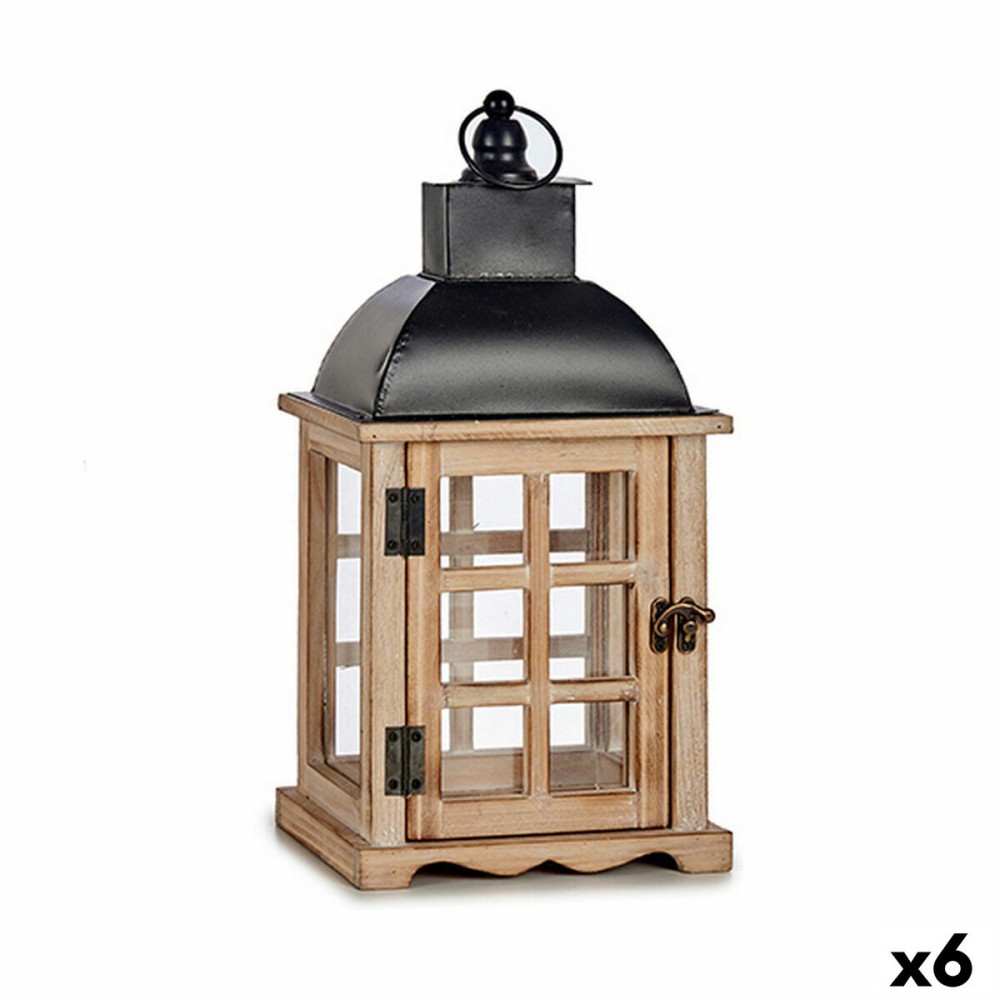 Laterne Gift Decor 19B08070S-A1 19B08070S-A1 Braun Schwarz Holz Metall Kristall 14 x 40 x 20 cm 20 x 40 x 14 cm (6 Stück)