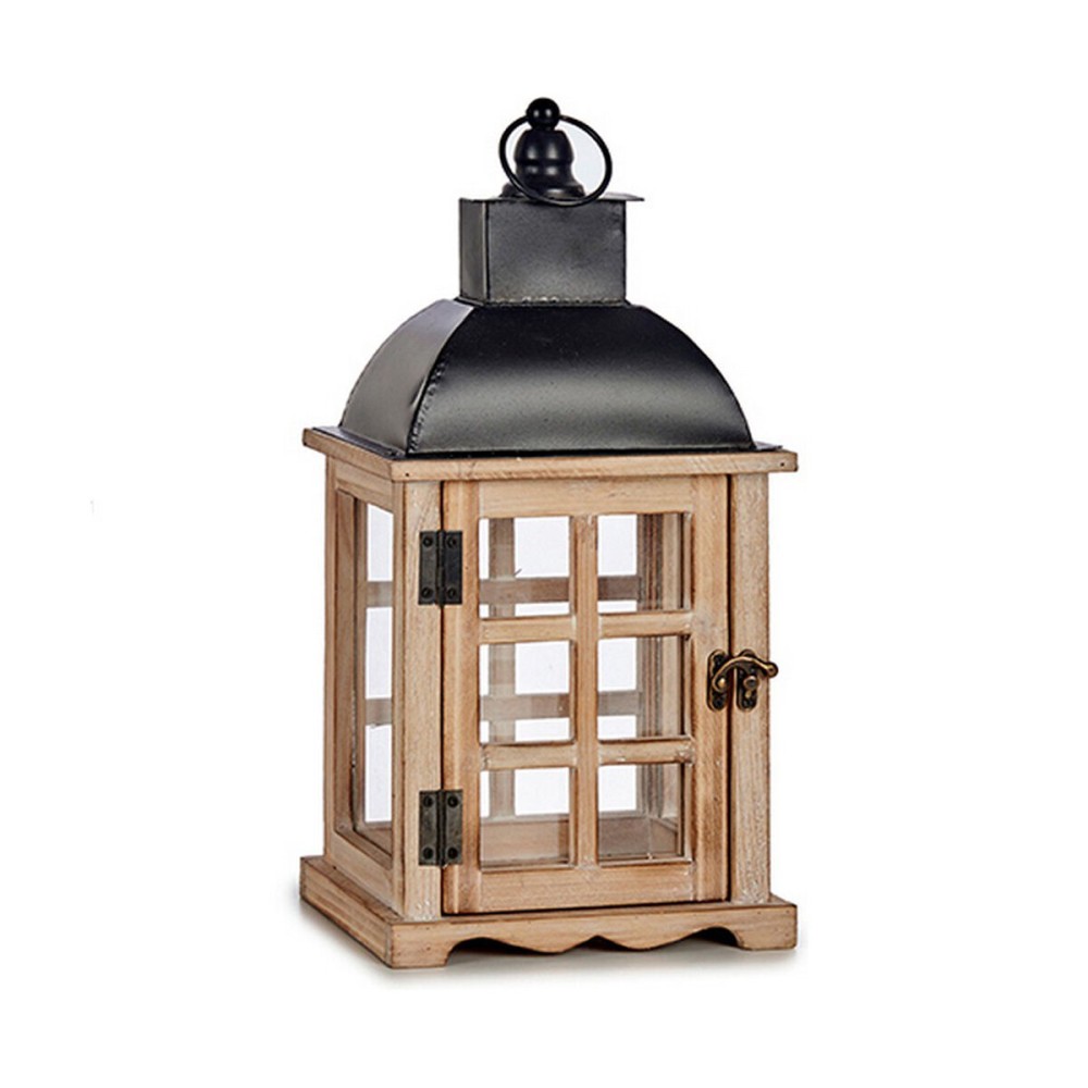 Laterne Gift Decor 19B08070S-A1 19B08070S-A1 Braun Schwarz Holz Metall Kristall 14 x 40 x 20 cm 20 x 40 x 14 cm (6 Stück)