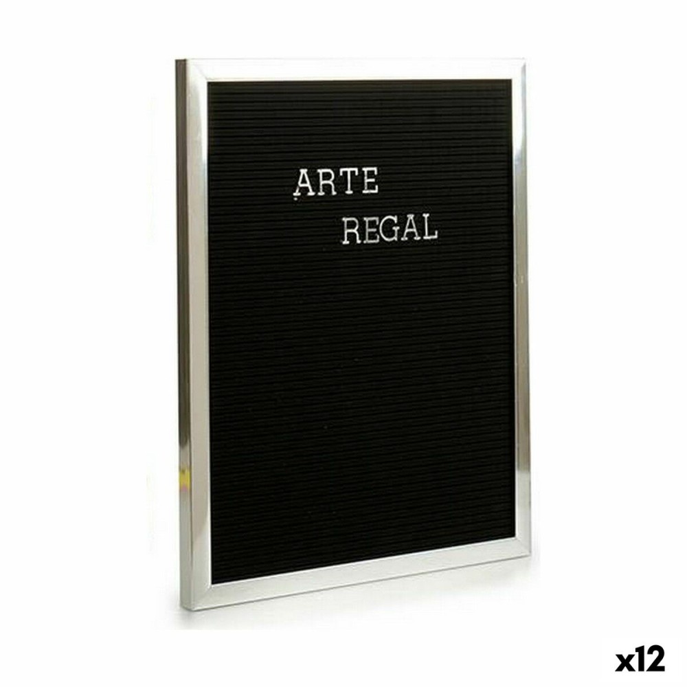 Painting Gift Decor 630002 630002 Black Silver 2,5 x 50,5 x 40,5 cm Panel 144 Letters (12 Units)