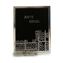 Painting Gift Decor 630002 630002 Black Silver 2,5 x 50,5 x 40,5 cm Panel 144 Letters (12 Units)