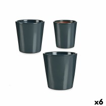 Set of pots Ibergarden LINCE PQ - 7011 LINCE PQ - 7011 Anthracite Clay 16,5 x 16 x 16,5 cm (6 Units)