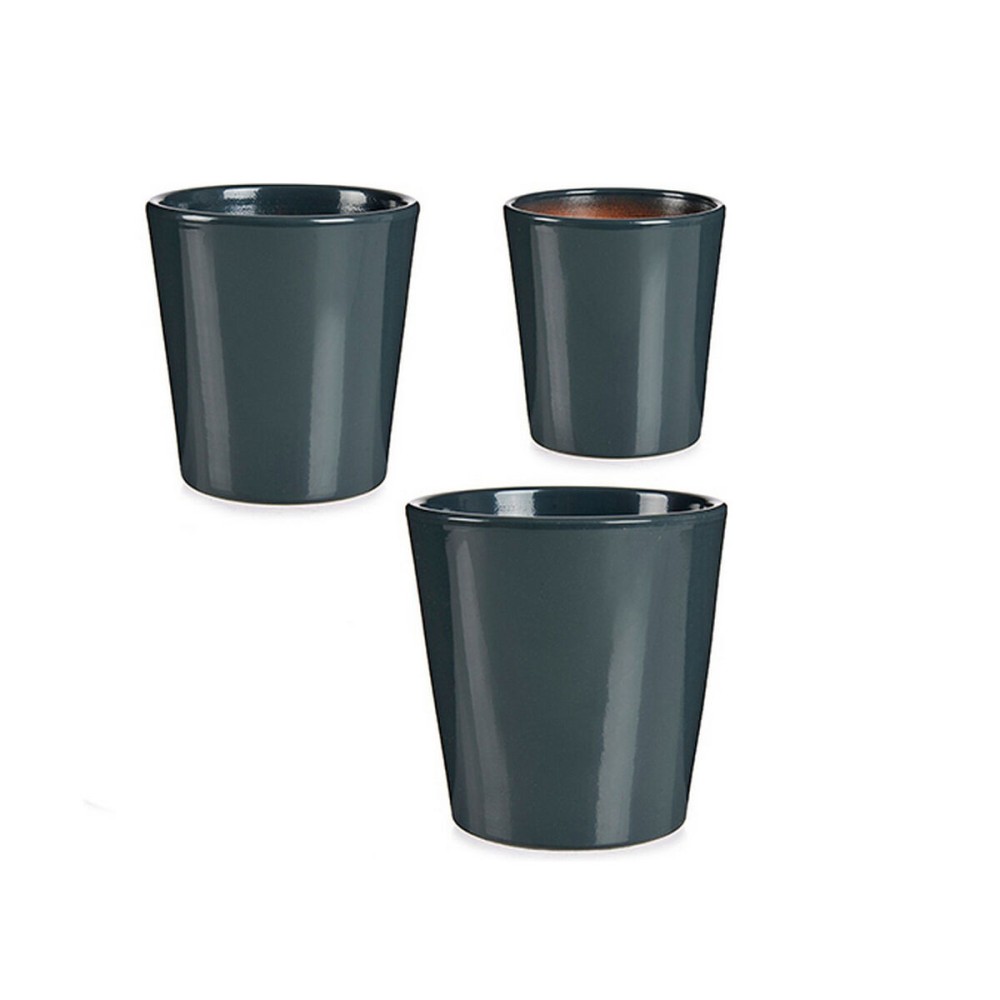 Set of pots Ibergarden LINCE PQ - 7011 LINCE PQ - 7011 Anthracite Clay 16,5 x 16 x 16,5 cm (6 Units)