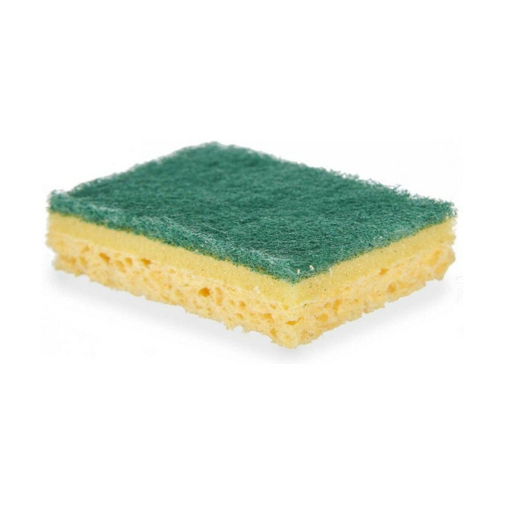 Lot de tampons à récurer 11880006 11880006 Jaune Vert Cellulose Fibre abrasive 9 x 5,5 x 2,5 cm 19,5 x 9 x 4 cm (14 Unités)