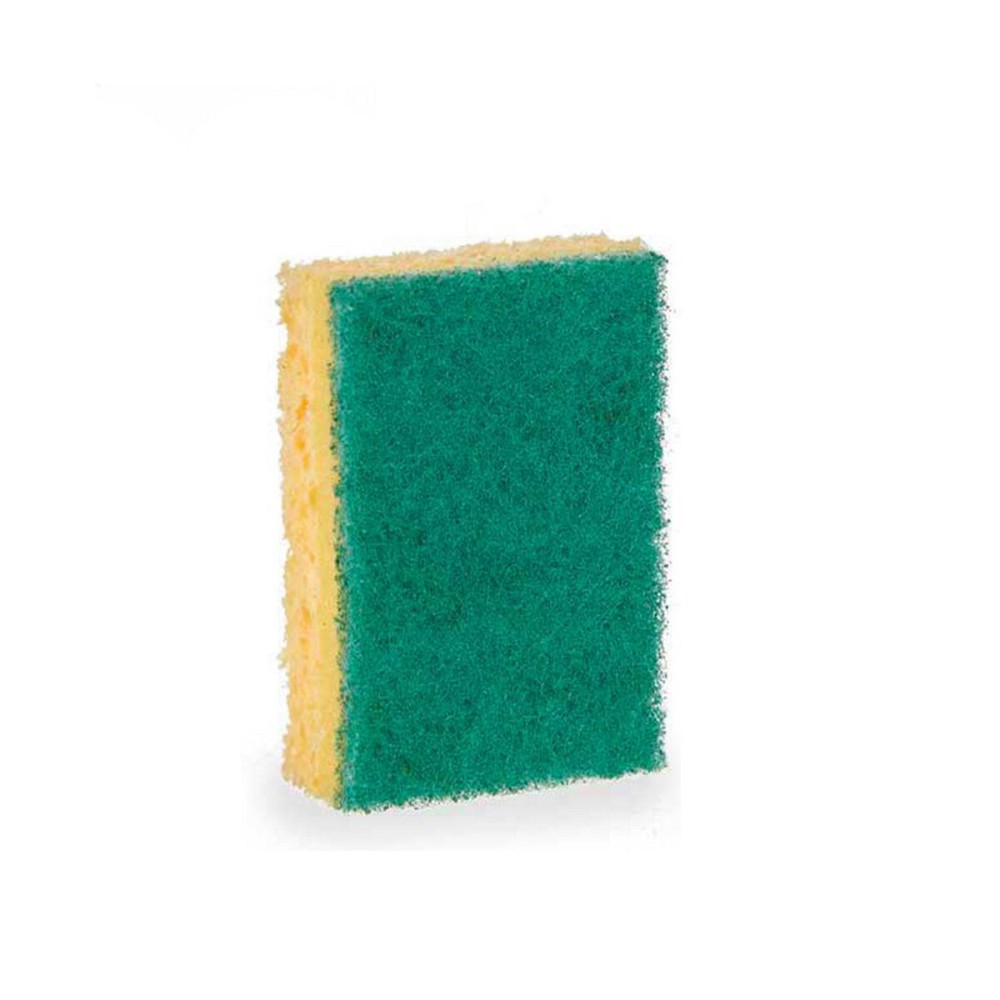 Lot de tampons à récurer 11880006 11880006 Jaune Vert Cellulose Fibre abrasive 9 x 5,5 x 2,5 cm 19,5 x 9 x 4 cm (14 Unités)