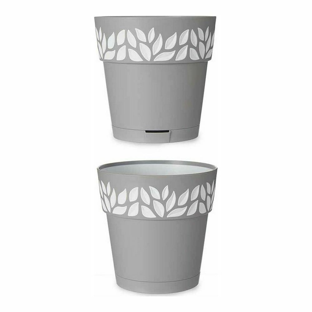 Self-watering flowerpot Stefanplast 94023 94023 White Grey Plastic 15 x 15 x 15 cm (12 Units)