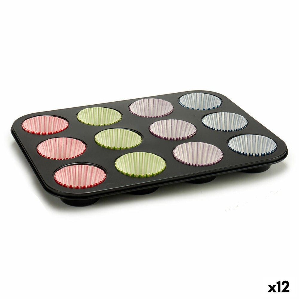 Muffinform Kinvara 55011 55011 Blau Schwarz Rot grün Lila Bunt 7 x 7 x 3 cm 35 x 3 x 26,5 cm Ofenpfanne (12 Stück)