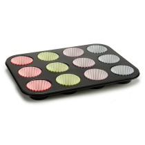 Muffinform Kinvara 55011 55011 Blau Schwarz Rot grün Lila Bunt 7 x 7 x 3 cm 35 x 3 x 26,5 cm Ofenpfanne (12 Stück)