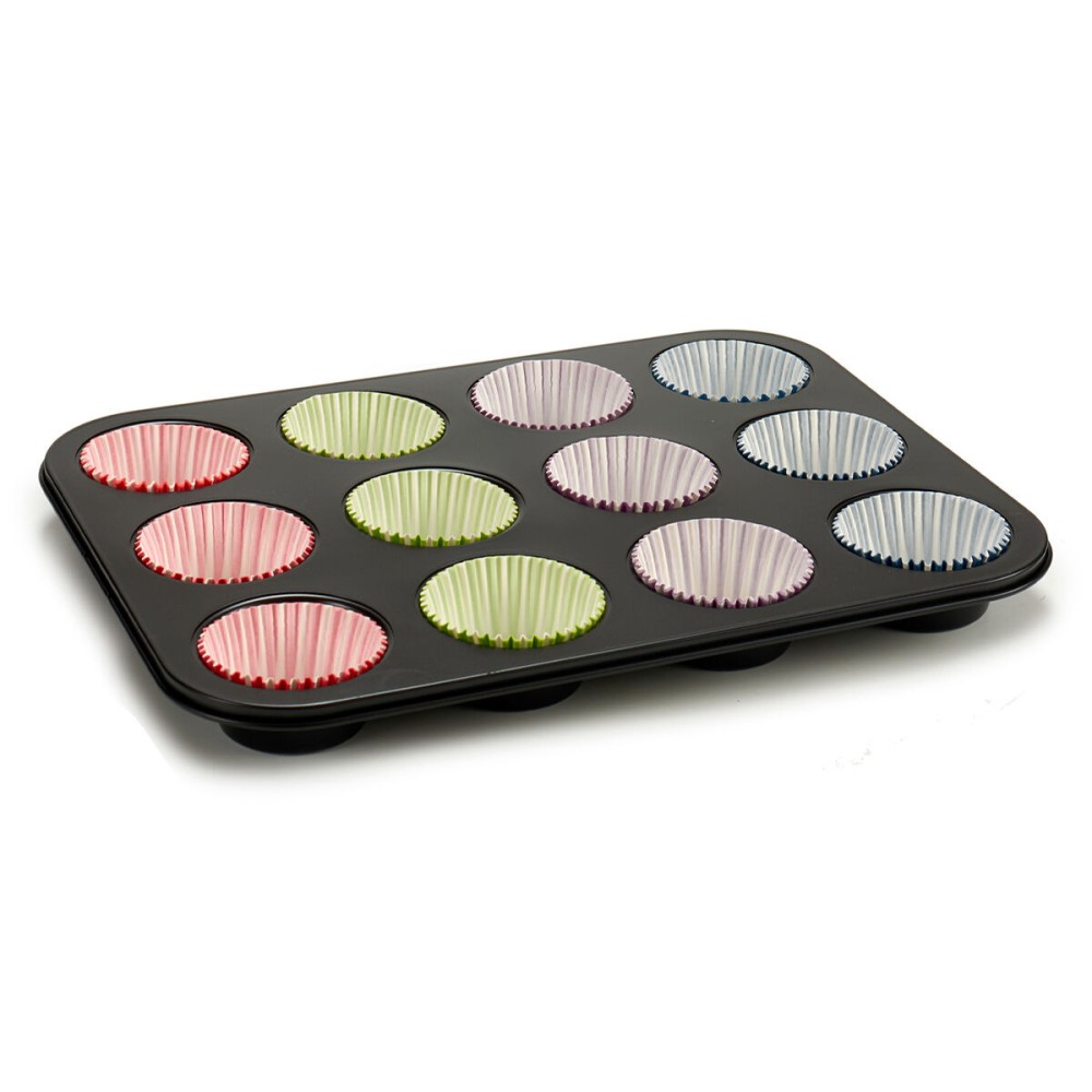 Muffinform Kinvara 55011 55011 Blau Schwarz Rot grün Lila Bunt 7 x 7 x 3 cm 35 x 3 x 26,5 cm Ofenpfanne (12 Stück)