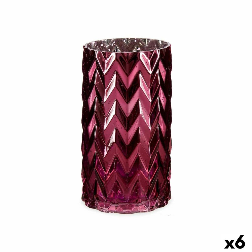Vase Gift Decor V1220MMS-5 V1220MMS-5 Rose Verre Epis Taillé 11,3 x 19,5 x 11,3 cm (6 Unités)
