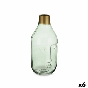 Vase Gift Decor VGY1125S-G VGY1125S-G Green Glass Face 11 x 24,5 x 12 cm (6 Units)