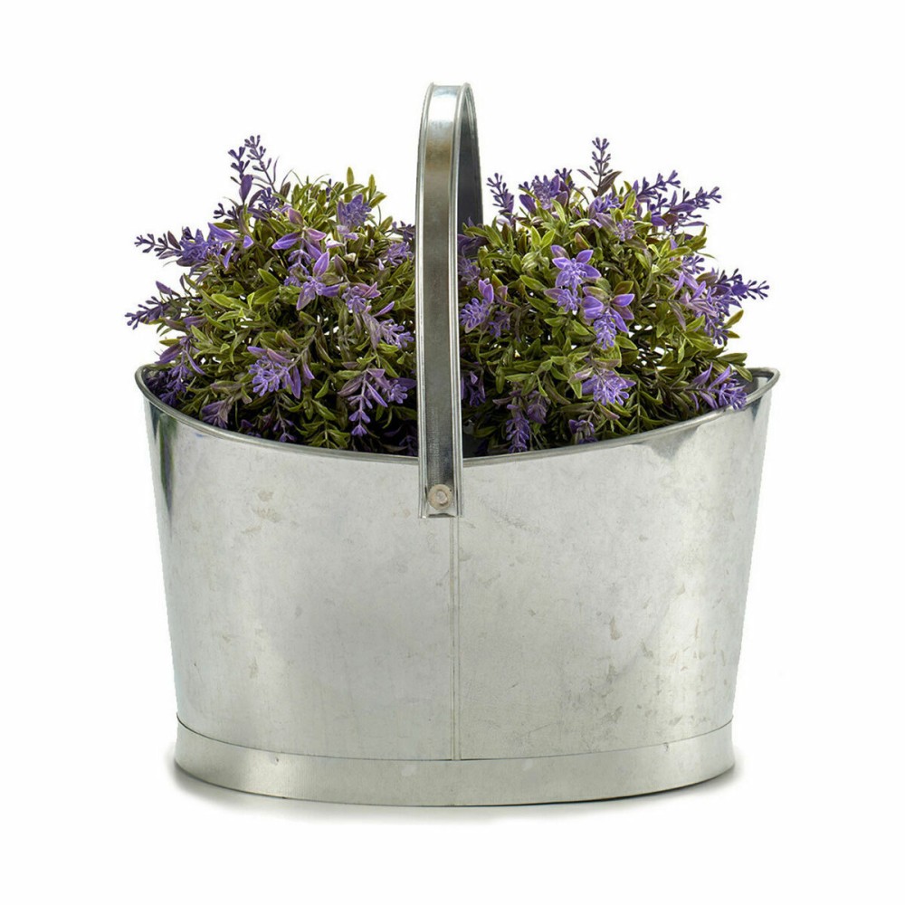 Blumentopf Ibergarden E51465-B E51465-B Silberfarben Zink Korb 21 x 19,5 x 35,5 cm (12 Stück)