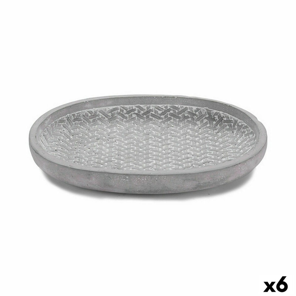 Flower Pot Dish Ibergarden 190060-2 190060-2 Grey Cement With relief 28 x 4 x 23 cm (6 Units)