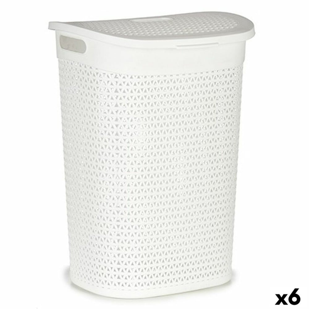 Laundry Basket Kipit 4790-3 4790-3 White Plastic 60 L 43,5 x 57,5 x 34 cm 43,5 x 57 x 34 cm (6 Units)