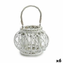 Candleholder Gift Decor 38618 38618 White wicker Glass 30 x 19 x 25,5 cm (6 Units)