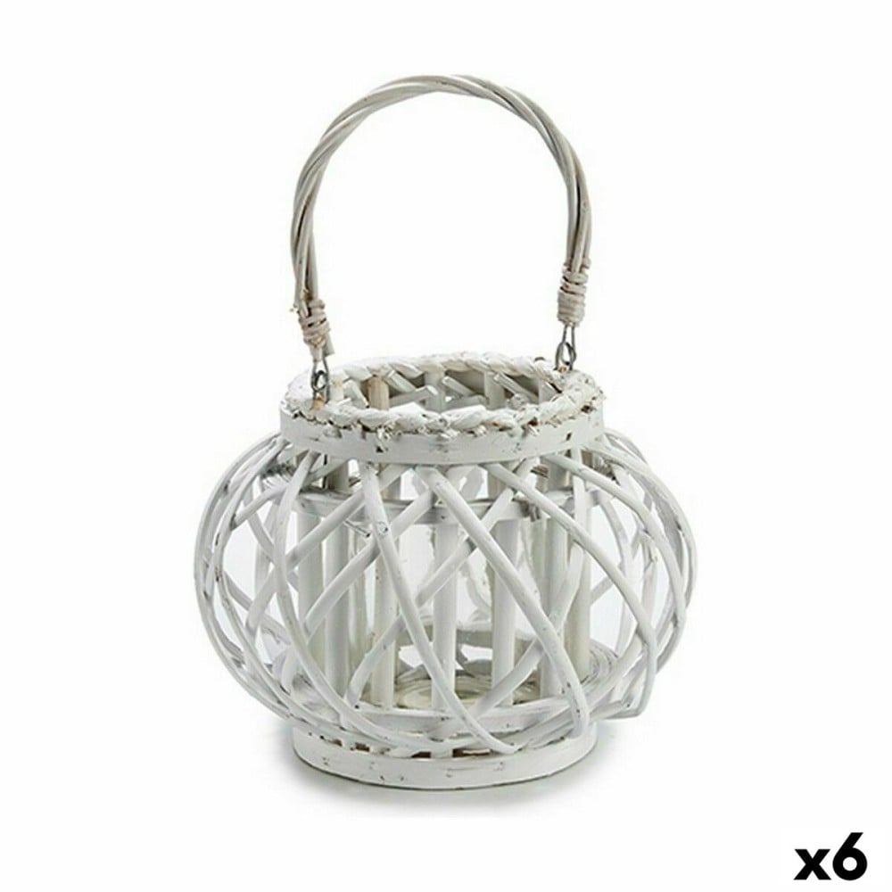 Bougeoir Gift Decor 38618 38618 Blanc osier verre 30 x 19 x 25,5 cm (6 Unités)