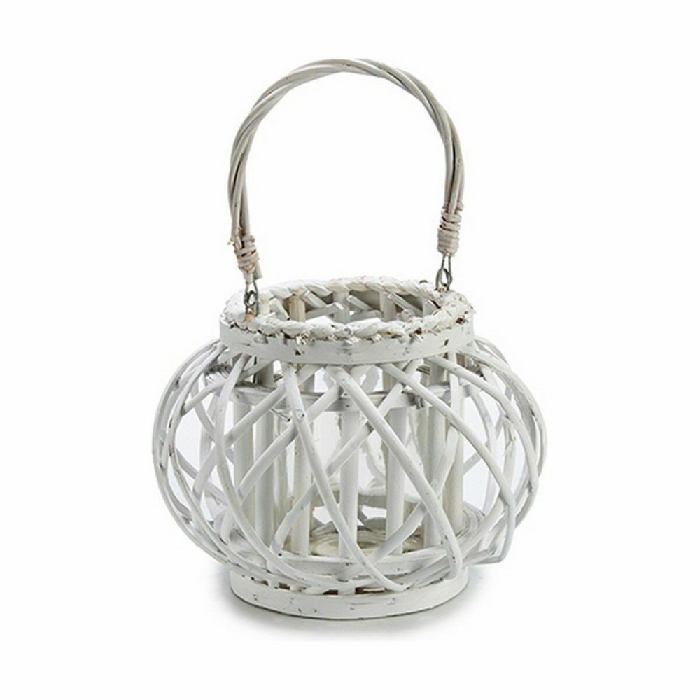 Candleholder Gift Decor 38618 38618 White wicker Glass 30 x 19 x 25,5 cm (6 Units)