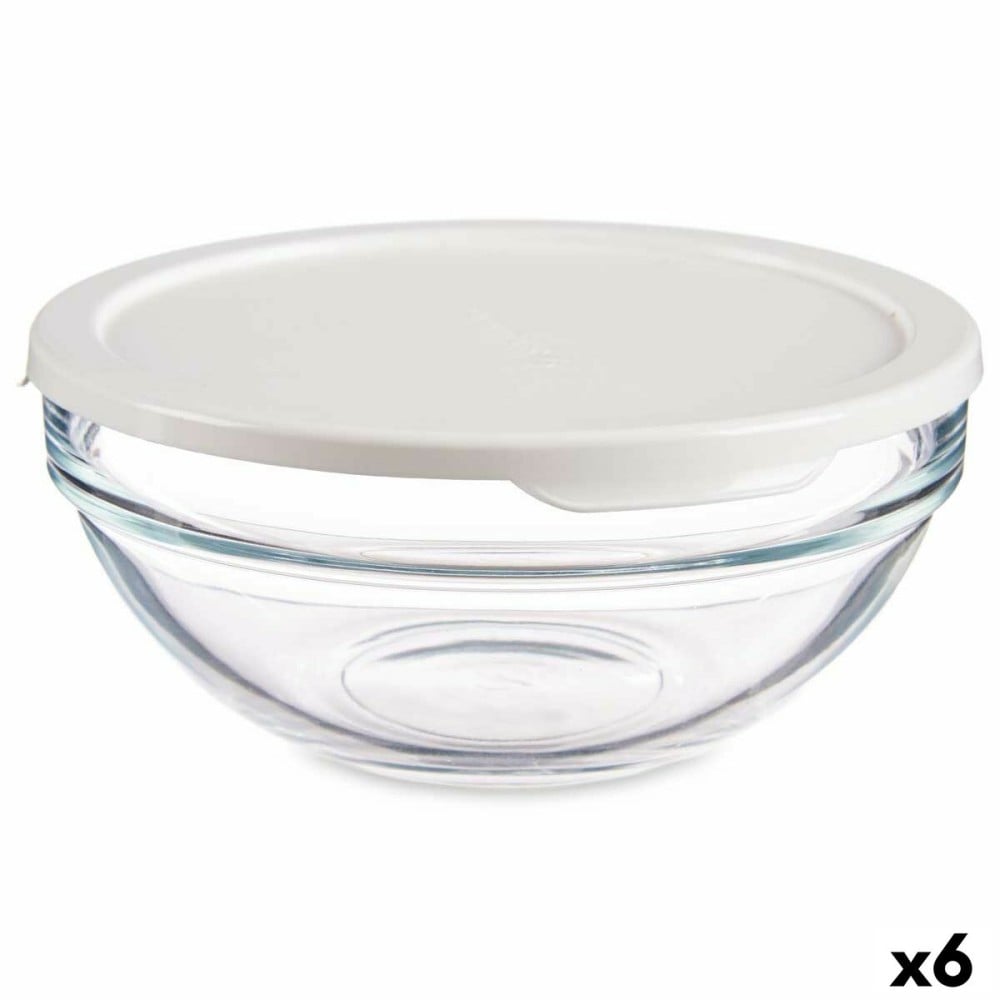 Runde Lunchbox mit Deckel Pasabahce 1113325-53553 Chefs Weiß 595 ml (6 Stück)