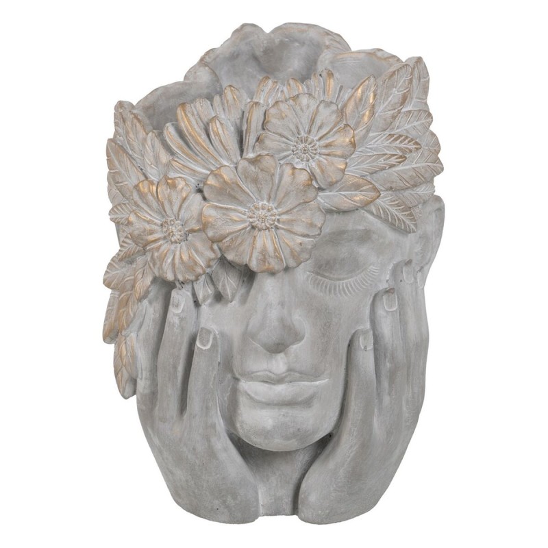 Cache-pot Gris Ciment Visage 27 x 22 x 31 cm