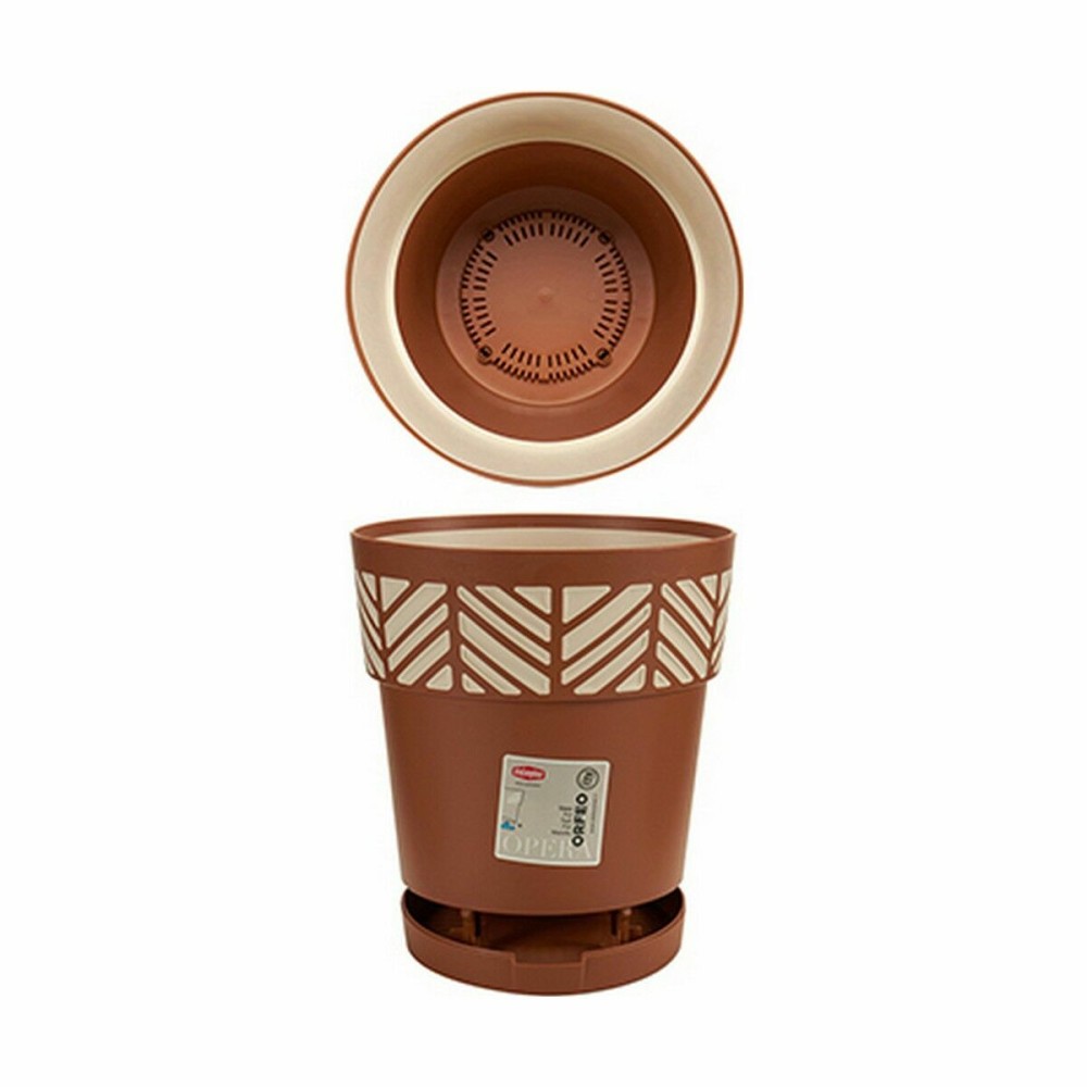 Self-watering flowerpot Stefanplast 94501 Orfeo Terracotta Plastic 19 x 19 x 19 cm (12 Units)