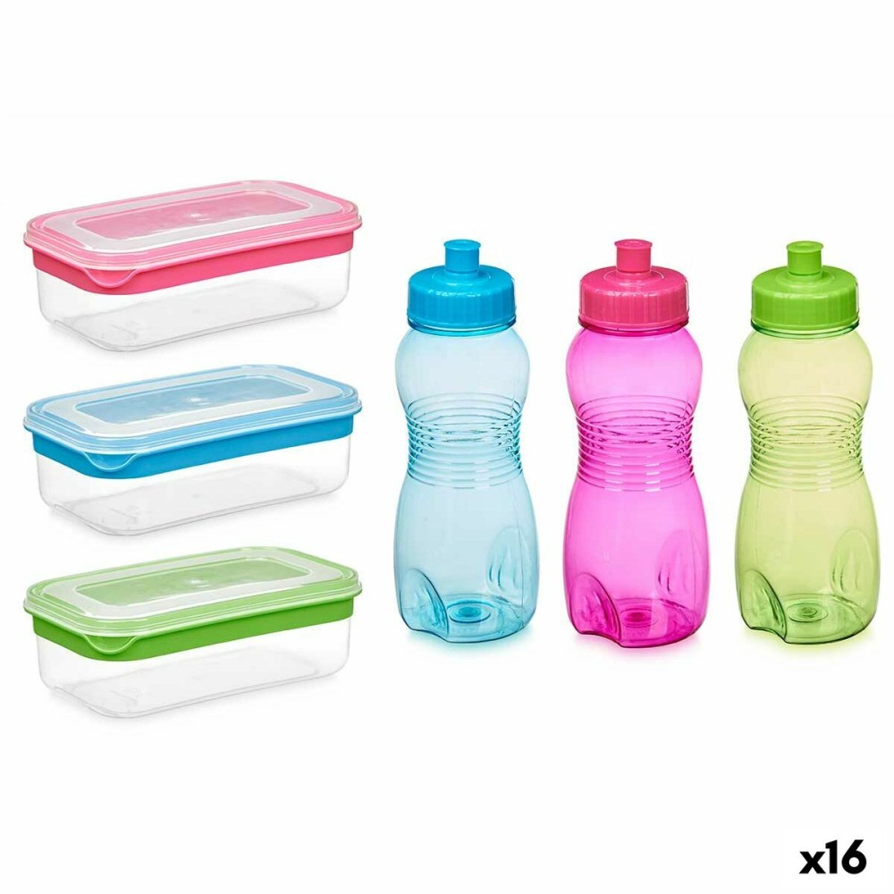 Picnic Holder and Bottle Included Leknes 47315 47315 Blue Green Pink Polyethylene polypropylene (16 Units)