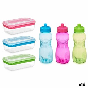 Brotzeitdose mit Flasche Leknes 47315 47315 Blau grün Rosa Polyäthylen Polypropylen (16 Stück)