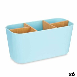 Toothbrush Holder Berilo B9045-BLUE B9045-BLUE Blue Bamboo polypropylene 21 x 10 x 9 cm (6 Units)