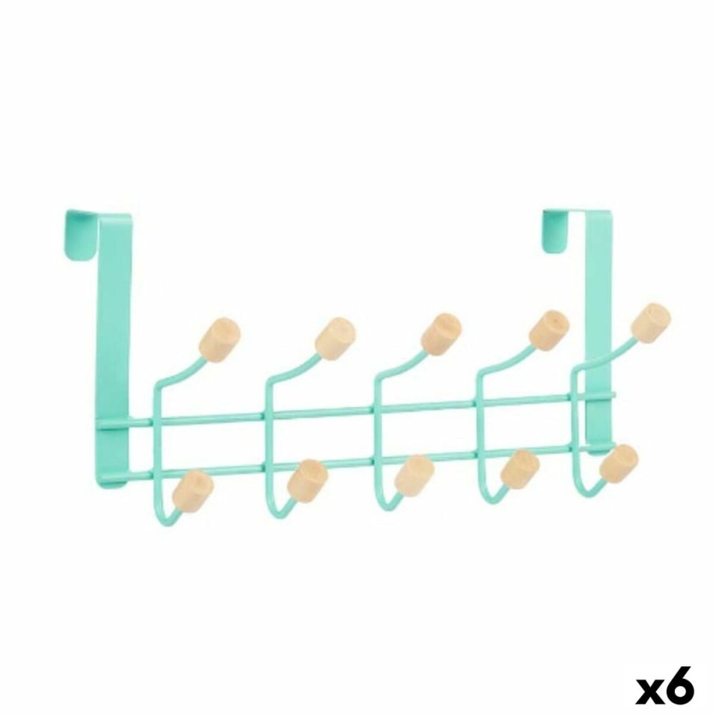 Door Coat Rack Berilo W7912-10NB-GREEN W7912-10NB-GREEN Green Wood Metal 35 x 17 x 15 cm (6 Units)