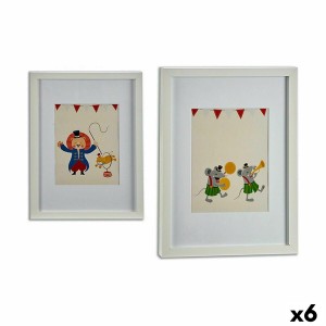 Bild Gift Decor 77519 77519 Weiß Bunt Holz Zirkus 33 x 3 x 43 cm 32 x 42 x 3 cm (6 Stück)