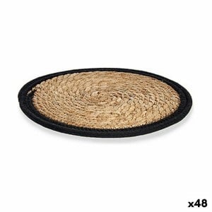 Table Mat Gift Decor 89714 89714 Black Natural Natural Fibre 30 x 1 x 30 cm (48 Units)