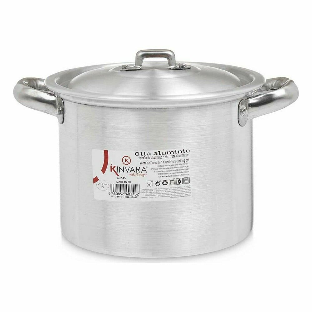 Casserole with Lid Kinvara 100031 100031 Silver Aluminium 23,5 x 15 x 18 cm (6 Units)