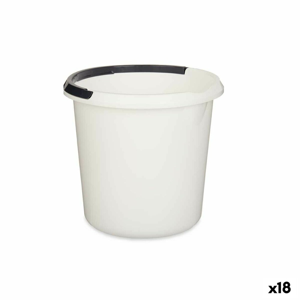 Eimer mit Henkel 1310-W 1310-W Weiß Anthrazit 10 L 30 x 28,5 x 30 cm (18 Stück)