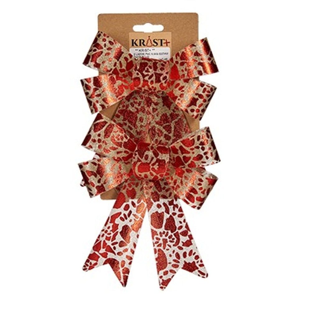 Boucles Krist+ HJ1-12007 HJ1-12007 Rouge Doré Imprimé 15 x 4 x 16 cm 15 x 28 x 4 cm Décorations de Noël (12 Unités)
