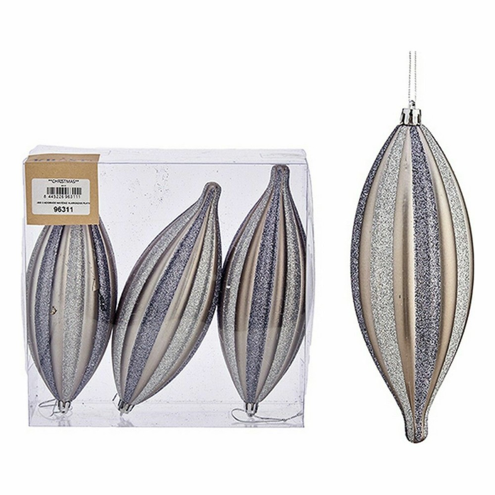 Christmas Decorations Set Krist+ 00906 00906 Silver PVC Streched 3 x 3 x 18 cm 8,5 x 19 x 3 cm (12 Units)