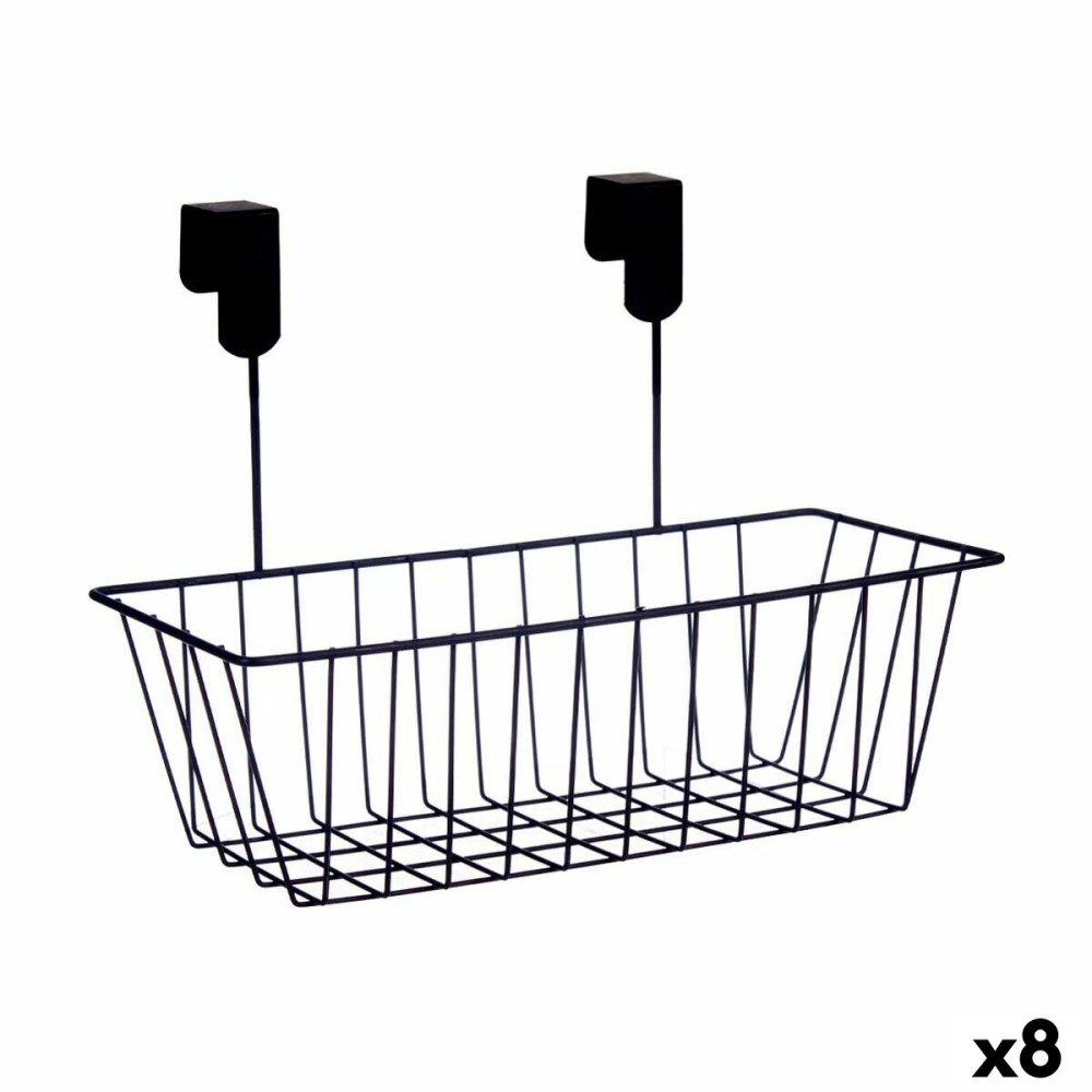 Corbeille pour étagère de cuisine Kinvara W6692P PDQ W6692P PDQ Noir Métal Fer 28 x 20,5 x 16 cm 28 x 12 x 9 cm (8 Unités)