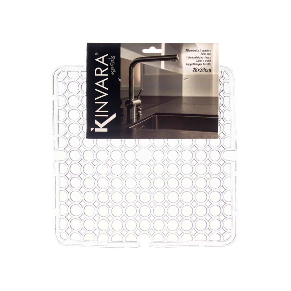 Tapis Antidérapant Kinvara 29100273 29100273 Transparent Plastique 28 x 0,1 x 28 cm 28,5 x 0,1 x 28 cm Évier (12 Unités)